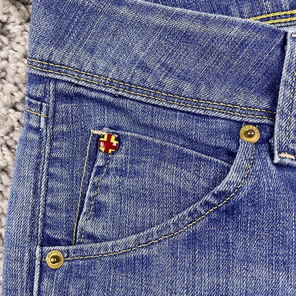 Hudson Collin Flap Skinny Jeans Women's 25 Low Rise Medium Wash Denim 2-Button - Picture 5 of 16